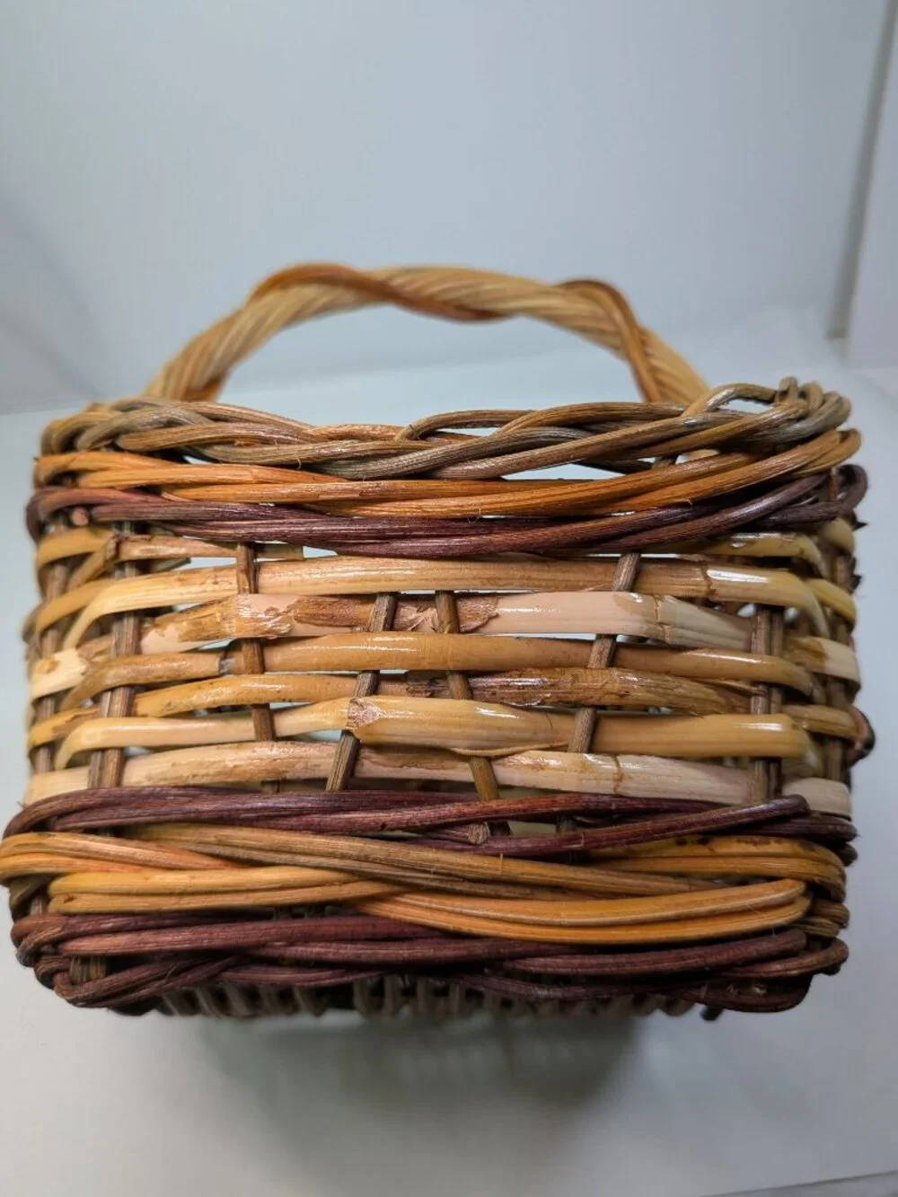 Vintage Fall Harvest Woven Basket Pumpkins Cornucopia Decor Overhead Handle